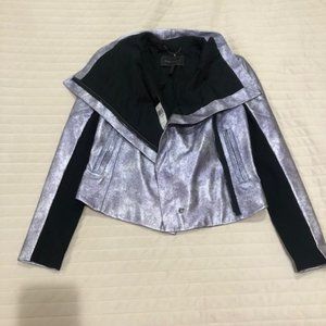 Brand New BCBGMAXAZRIA Silver Moto Jacket - Size Small